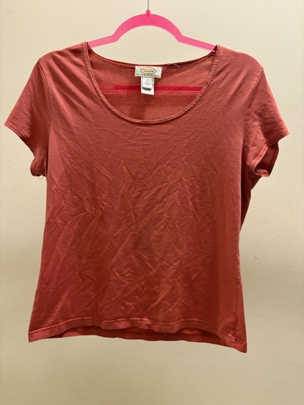 Talbots Short-Sleeve Scoop Neck Tee in Rust